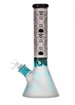 Glass Bong 'Skull Pattern' with Ice Pocket 380mm by Amsterdam